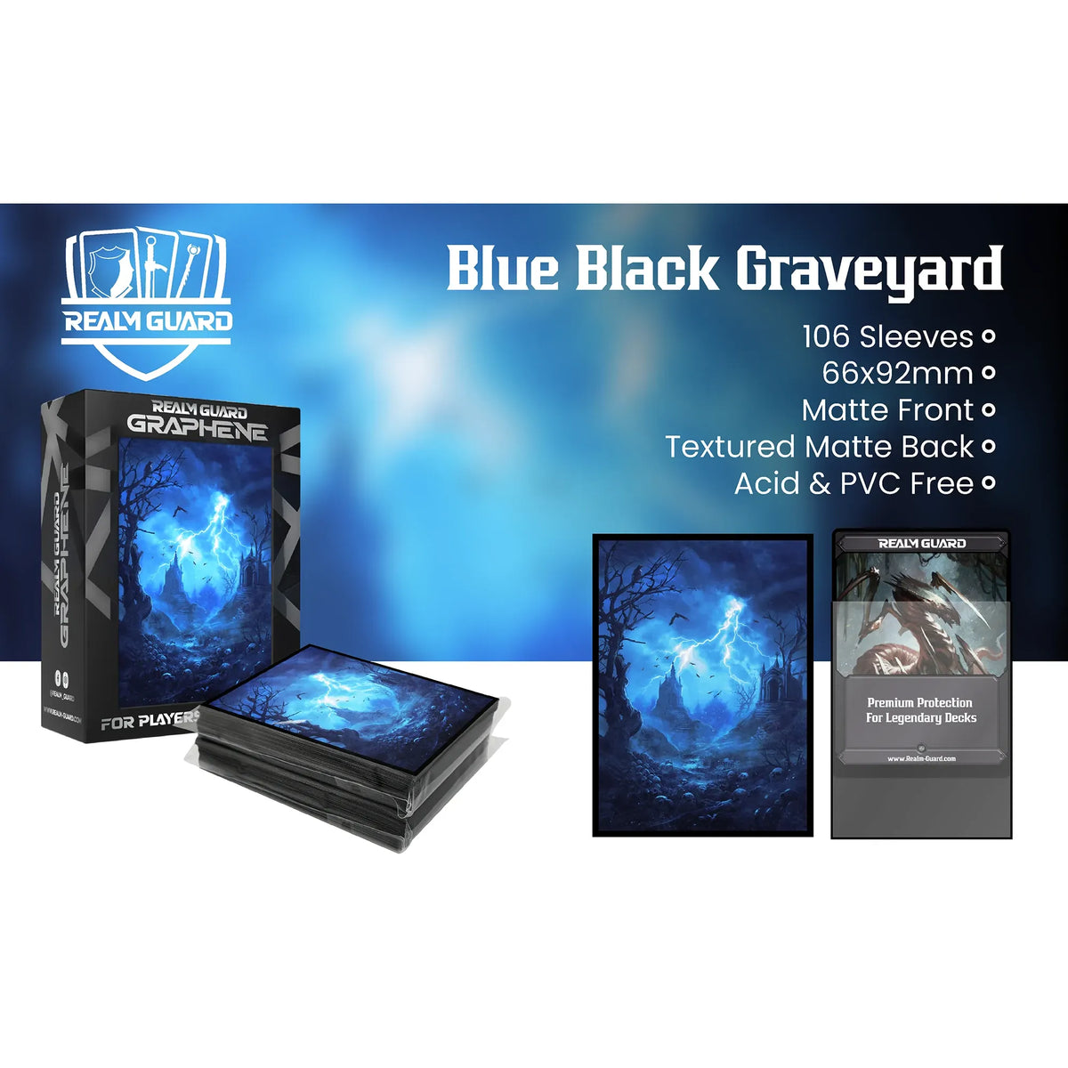Realm Guard: Graphene Art Sleeves - Blue Black Graveyard