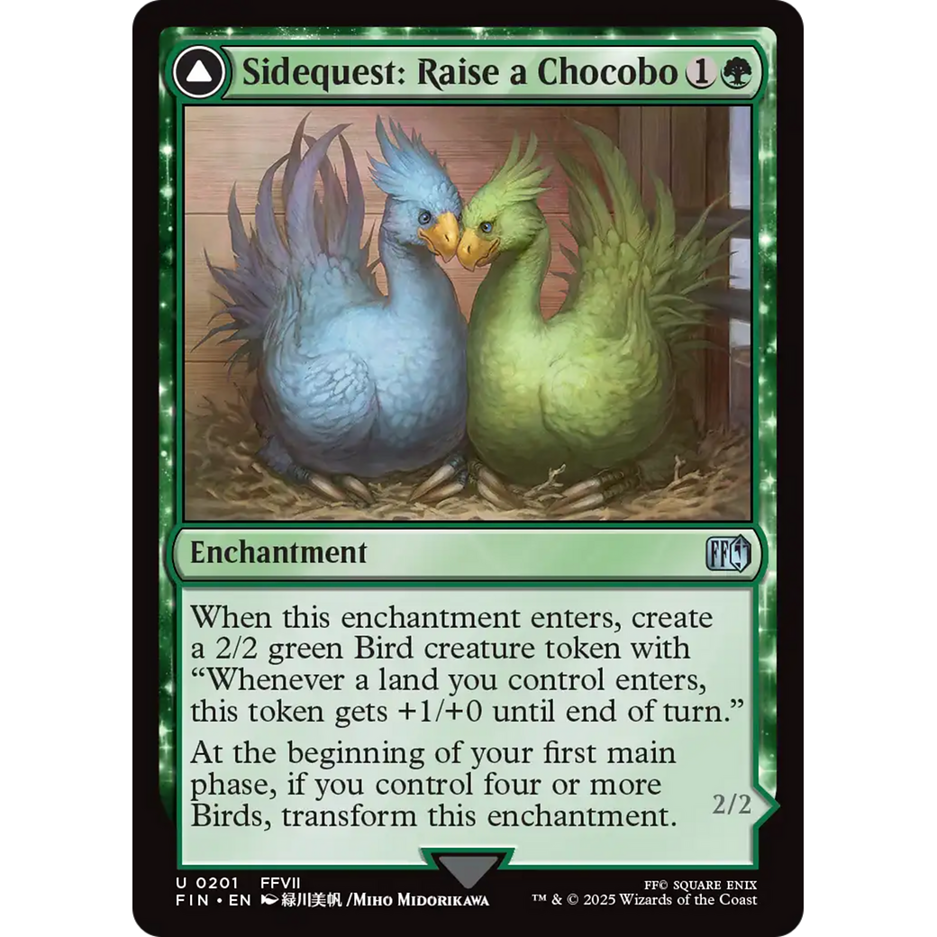 Sidequest: Raise a Chocobo // Black Chocobo (FIN-201) - FINAL FANTASY: (enchantment) Foil