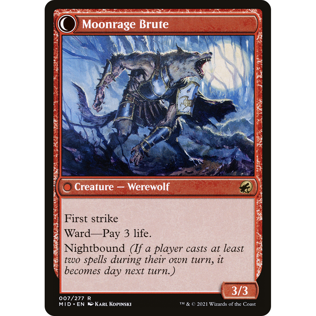 Brutal Cathar // Moonrage Brute (MID-007) - Innistrad: Midnight Hunt: (Double Faced Transform)