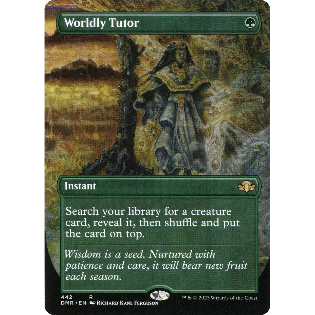 Worldly Tutor (Borderless) (DMR-442) - Dominaria Remastered (Borderless) Foil