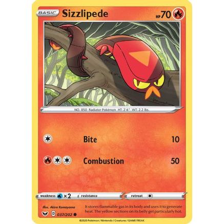 Sizzlipede (037) 37/202 - SWSH01 Sword & Shield Base Set Reverse Holofoil