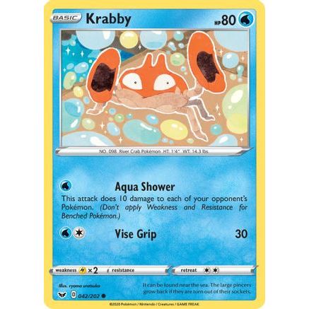 Krabby (042) 42/202 - SWSH01 Sword & Shield Base Set Reverse Holofoil