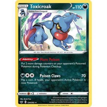 Toxicroak 124/202 - SWSH01 Sword & Shield Base Set Reverse Holofoil