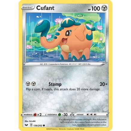Cufant 136/202 - SWSH01 Sword & Shield Base Set Reverse Holofoil