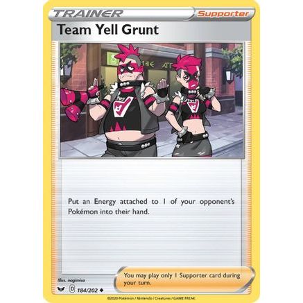 Team Yell Grunt 184/202 - SWSH01 Sword & Shield Base Set Reverse Holofoil