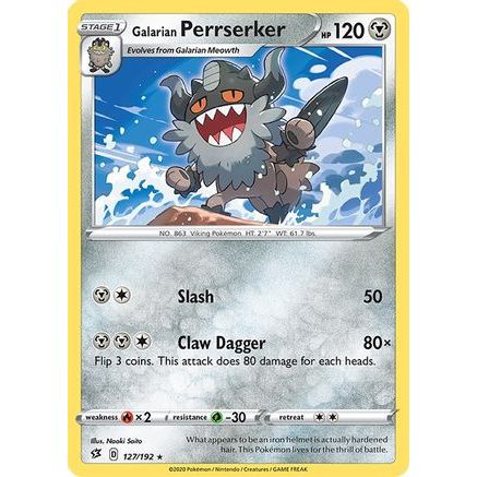 Galarian Perrserker 127/192 - SWSH02 Rebel Clash Reverse Holofoil