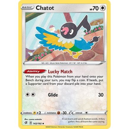 Chatot 142/192 - SWSH02 Rebel Clash Reverse Holofoil