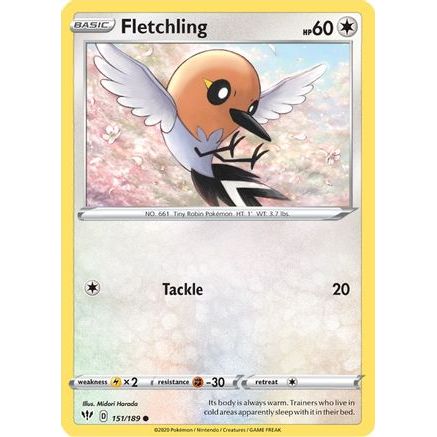 Fletchling 151/189 - SWSH03 Darkness Ablaze Reverse Holofoil