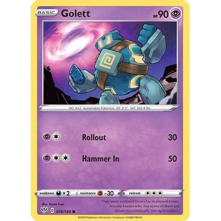 Golett 76/189 - SWSH03 Darkness Ablaze Reverse Holofoil