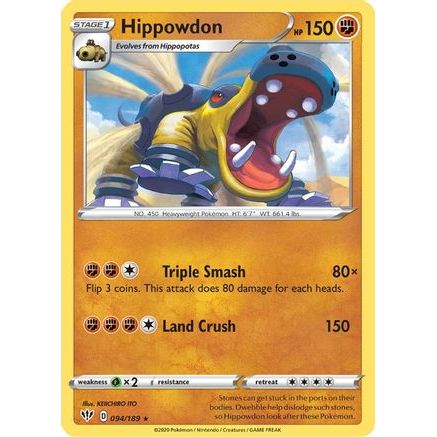 Hippowdon 94/189 - SWSH03 Darkness Ablaze Reverse Holofoil