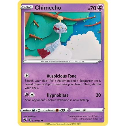 Chimecho 72/185 - SWSH04 Vivid Voltage Reverse Holofoil