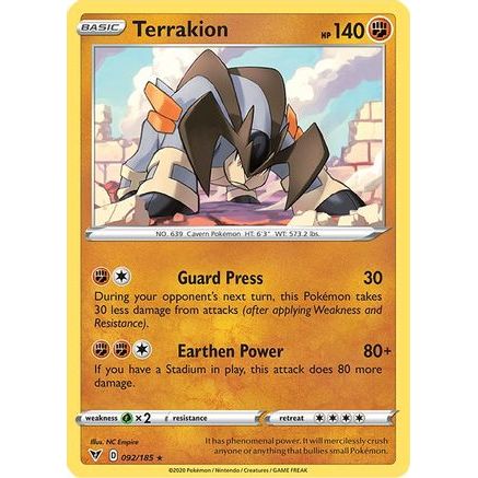 Terrakion 92/185 - SWSH04 Vivid Voltage Reverse Holofoil