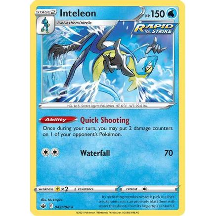 Inteleon 43/198 - SWSH06 Chilling Reign Reverse Holofoil
