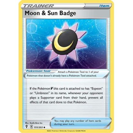 Moon & Sun Badge 151/203 - SWSH07 Evolving Skies Reverse Holofoil