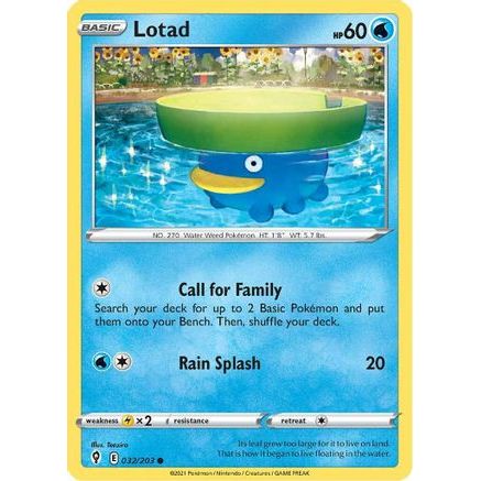 Lotad 32/203 - SWSH07 Evolving Skies Reverse Holofoil