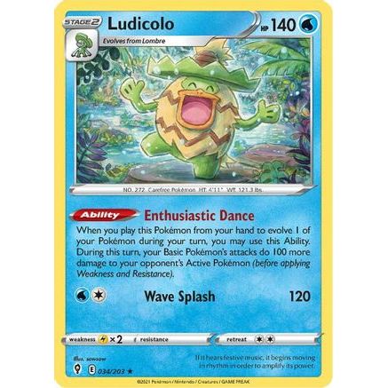 Ludicolo 34/203 - SWSH07 Evolving Skies Reverse Holofoil
