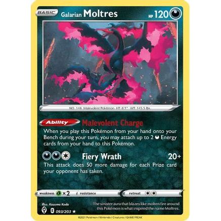 Galarian Moltres 93/203 - SWSH07 Evolving Skies Reverse Holofoil