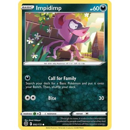 Impidimp 92/172 - SWSH09 Brilliant Stars Reverse Holofoil
