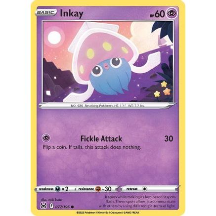 Inkay (077) 77/196 - SWSH11 Lost Origin Reverse Holofoil