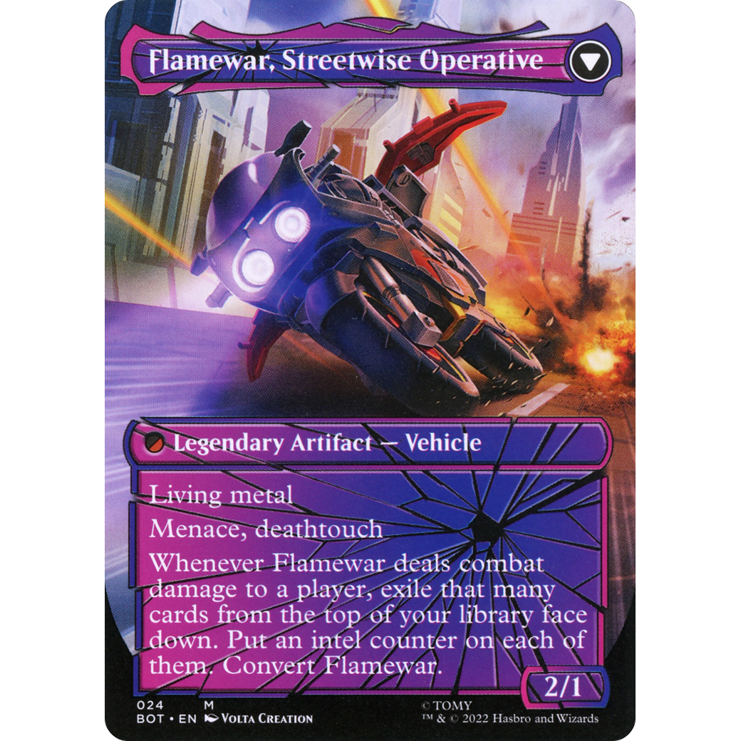 Flamewar, Brash Veteran (Shattered Glass) (BOT-024) - Transformers: (shatteredglass, convertdfc) (Borderless) Foil