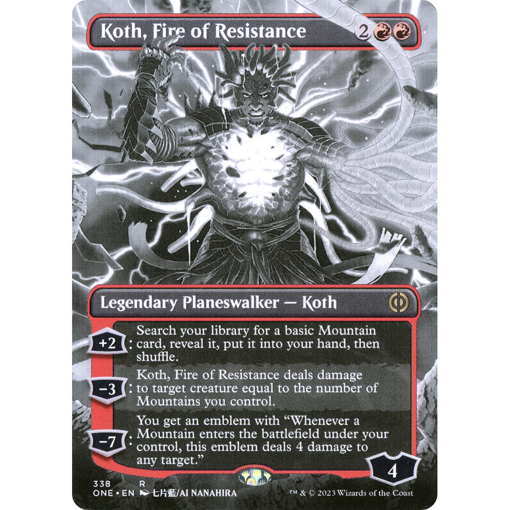 Koth, Fire of Resistance (ONE-338) - Phyrexia: All Will Be One: (Showcase) (Borderless)