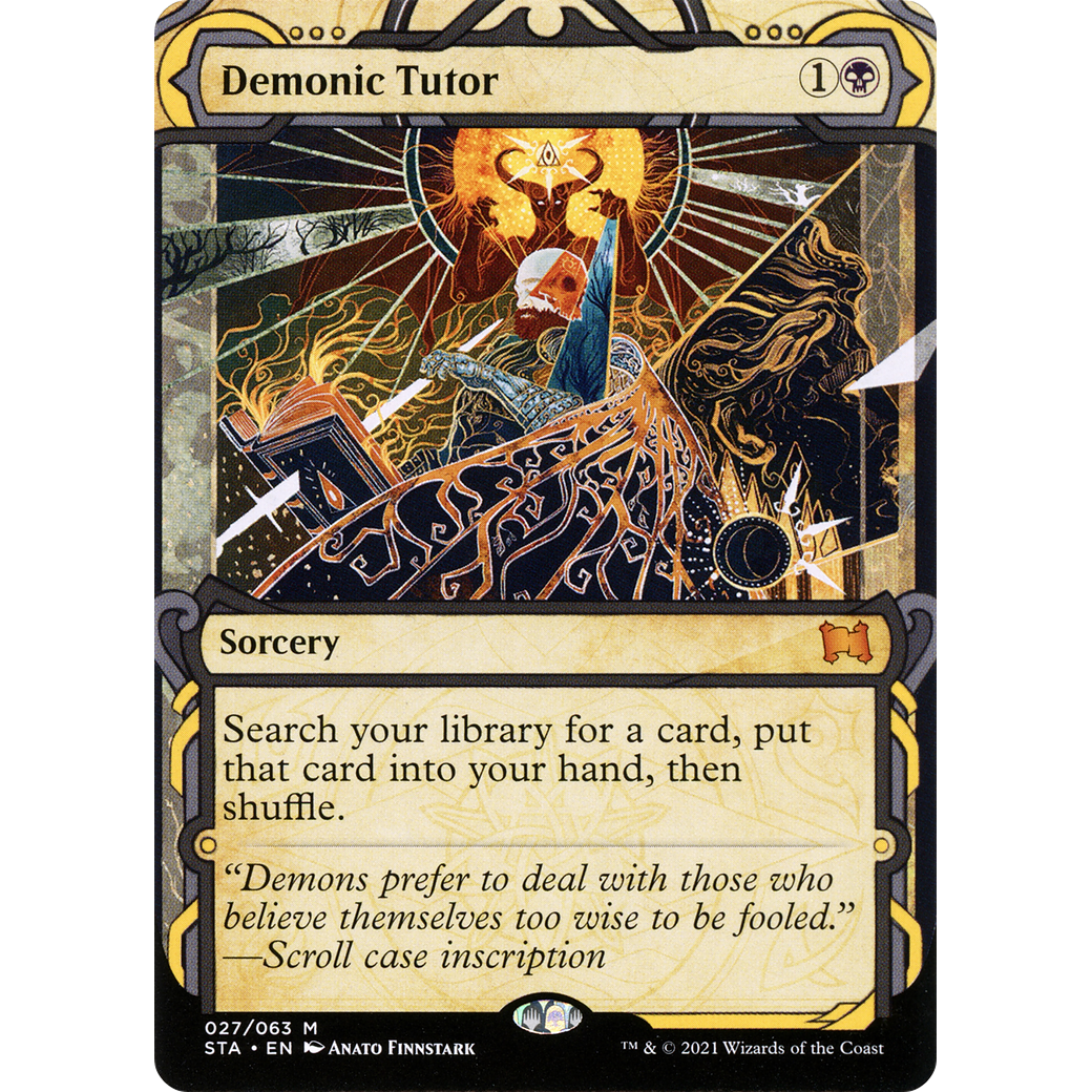 Demonic Tutor (STA-027) - Strixhaven Mystical Archive: (Showcase) (Borderless) Foil