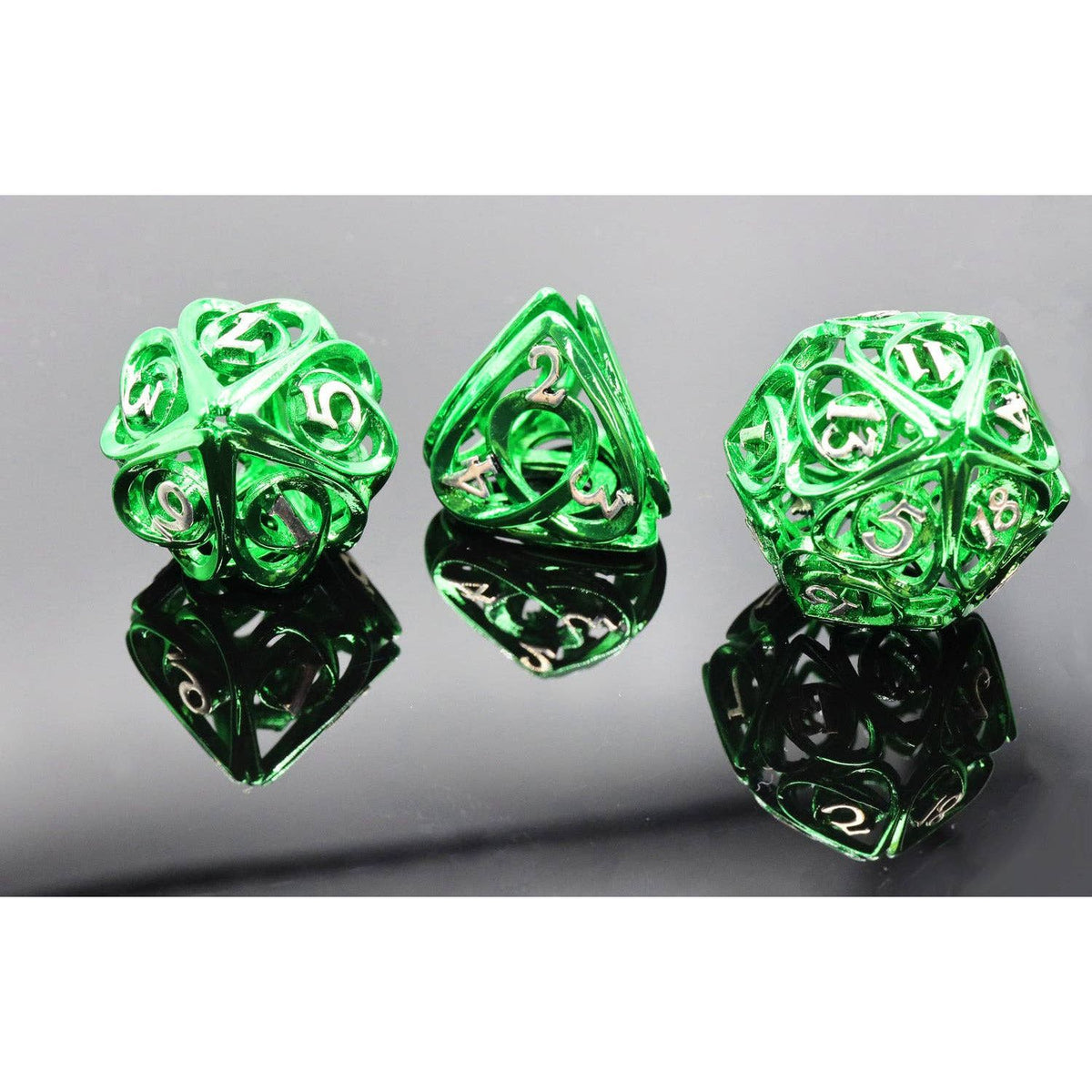 Hollow Hearts: Green - Metal RPG Dice Set