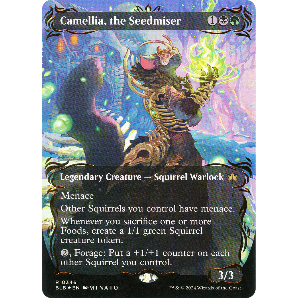 Camellia, the Seedmiser (BLB-346) - Bloomburrow: (Showcase) (Borderless) Foil