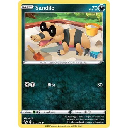 Sandile 111/195 - SWSH12 Silver Tempest Reverse Holofoil