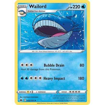 Wailord 32/159 - Crown Zenith Reverse Holofoil