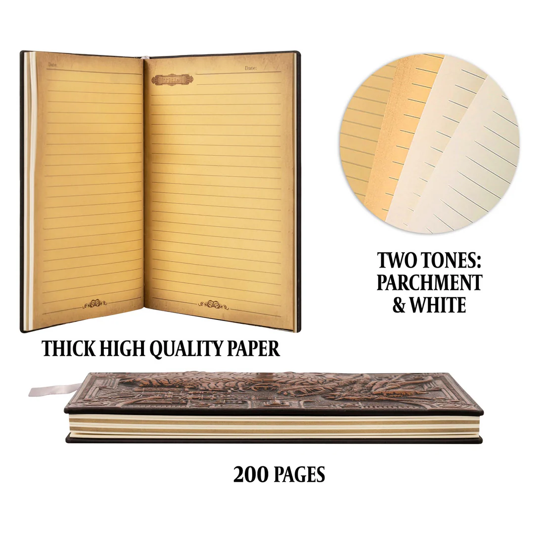 3D Faux-Leather Notebook / Journal: Bronze Dragon