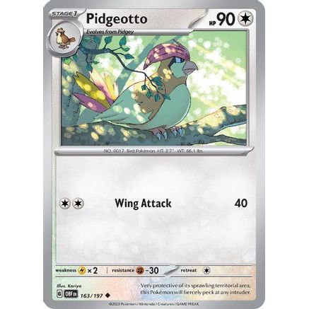 Pidgeotto 163 - SV03 Obsidian Flames Reverse Holofoil