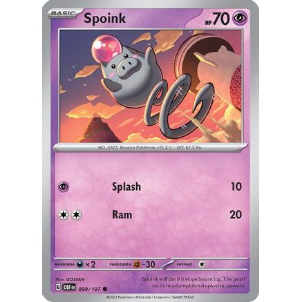 Spoink 90 - SV03 Obsidian Flames Reverse Holofoil