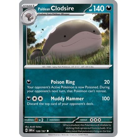 Paldean Clodsire - 128/197 128 - SV03 Obsidian Flames Reverse Holofoil