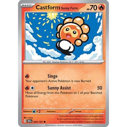 Castform Sunny Form - 020/191 20 - SV08 Surging Sparks Reverse Holofoil
