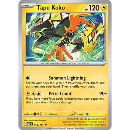 Tapu Koko 65 - SV08 Surging Sparks Reverse Holofoil