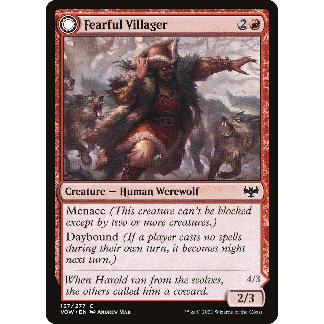 Fearful Villager (VOW-157) - Innistrad: Crimson Vow: (Double Faced Transform) Foil