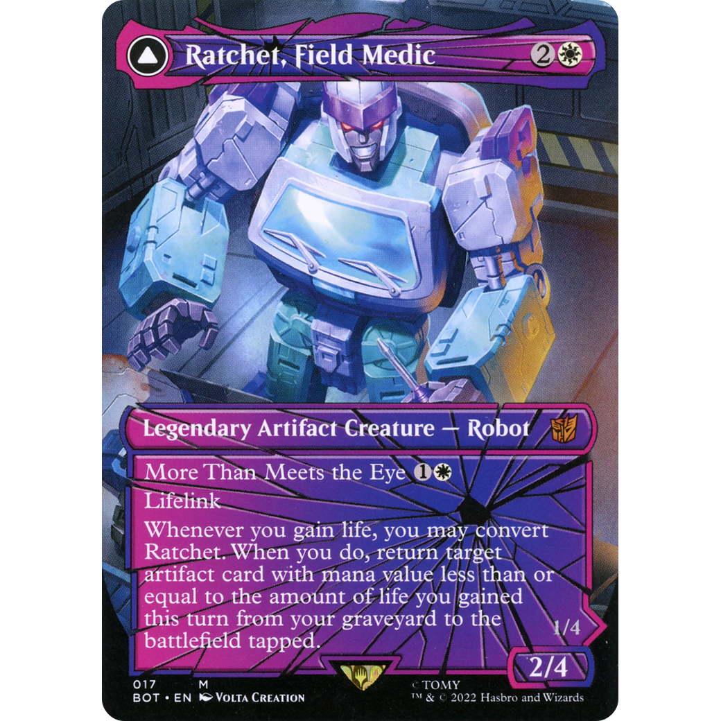 Ratchet, Field Medic (Shattered Glass) (BOT-017) - Transformers: (convertdfc, shatteredglass) (Borderless)