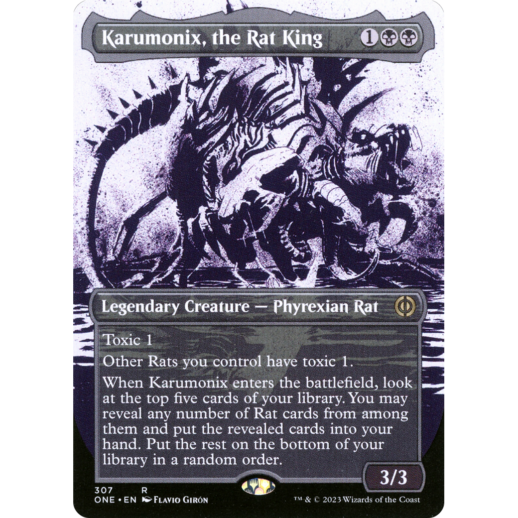 Karumonix, the Rat King (ONE-307) - Phyrexia: All Will Be One: (Showcase) (Borderless)