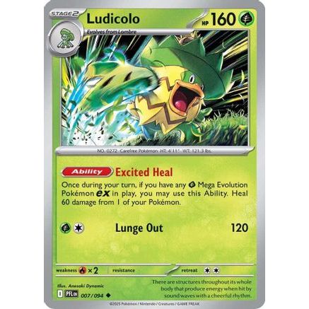 Ludicolo - 007/094 7 - ME02 Phantasmal Flames Reverse Holofoil