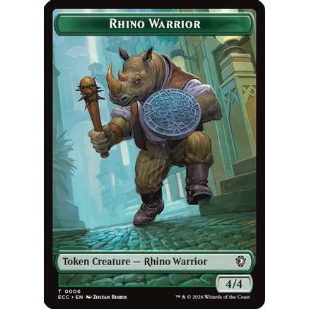 Rhino Warrior // Elemental (0009) Double-Sided Token (ECC-6 // 9) - Commander: Lorwyn Eclipsed