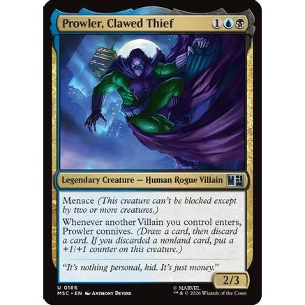 Prowler, Clawed Thief (Surge Foil) (MSC-186) - Commander: Marvel Super Heroes Foil