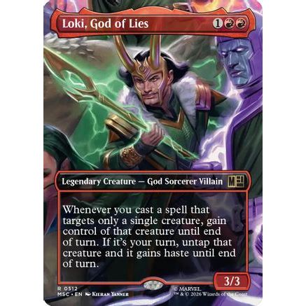 Loki, God of Lies (Borderless) (MSC-512) - Commander: Marvel Super Heroes Foil