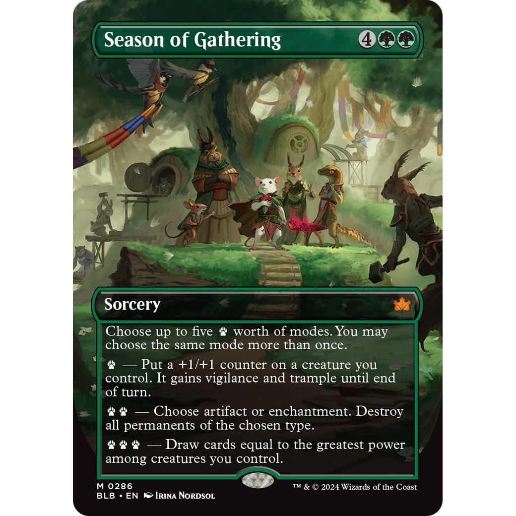 Season of Gathering (Borderless) (BLB-286) - Bloomburrow: (Showcase) (Borderless)