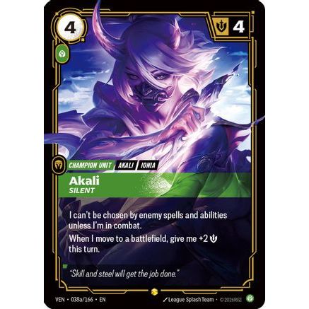Akali - Silent (Alternate Art) (038a/166) - Vendetta Foil