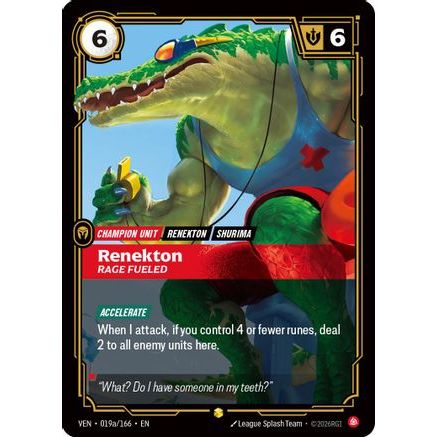 Renekton - Rage Fueled (Alternate Art) (019a/166) - Vendetta Foil
