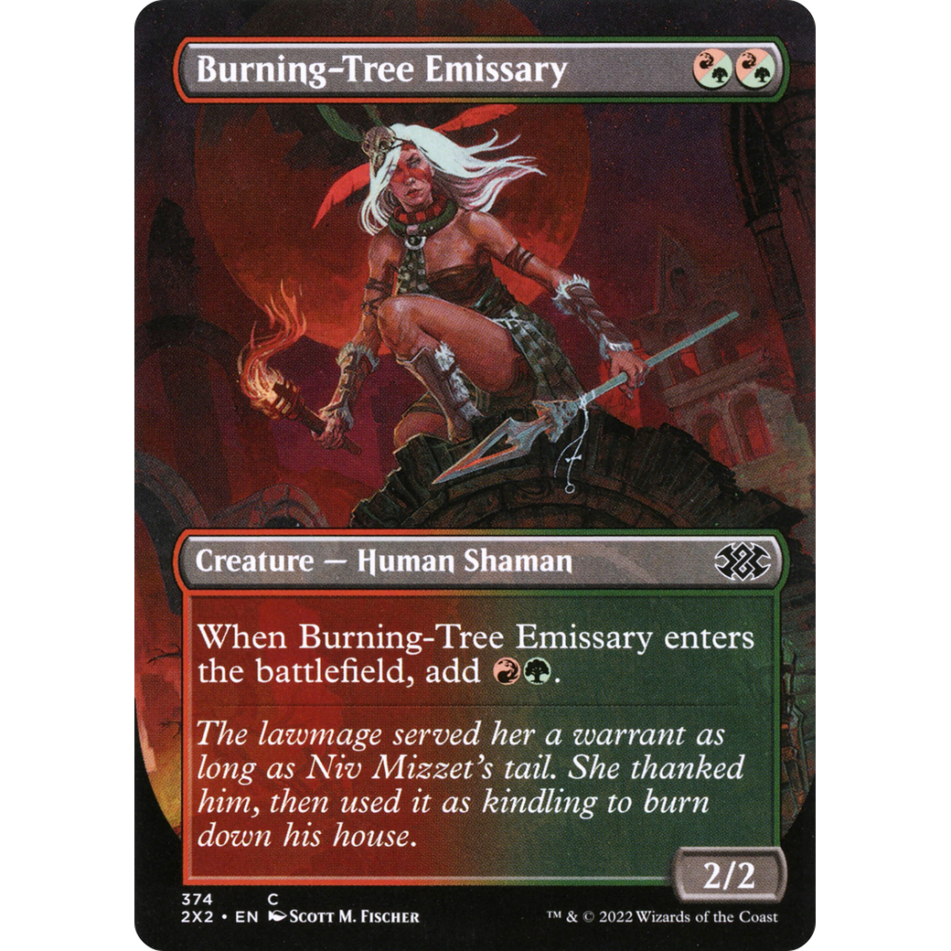 Burning-Tree Emissary (Borderless) (2X2-374) - Double Masters 2022 (Borderless) Foil