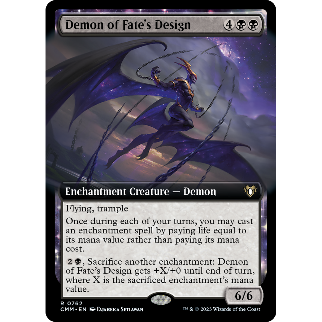 Demon of Fate's Design (CMM-762) - Commander Masters: (Extended Art, enchantment)