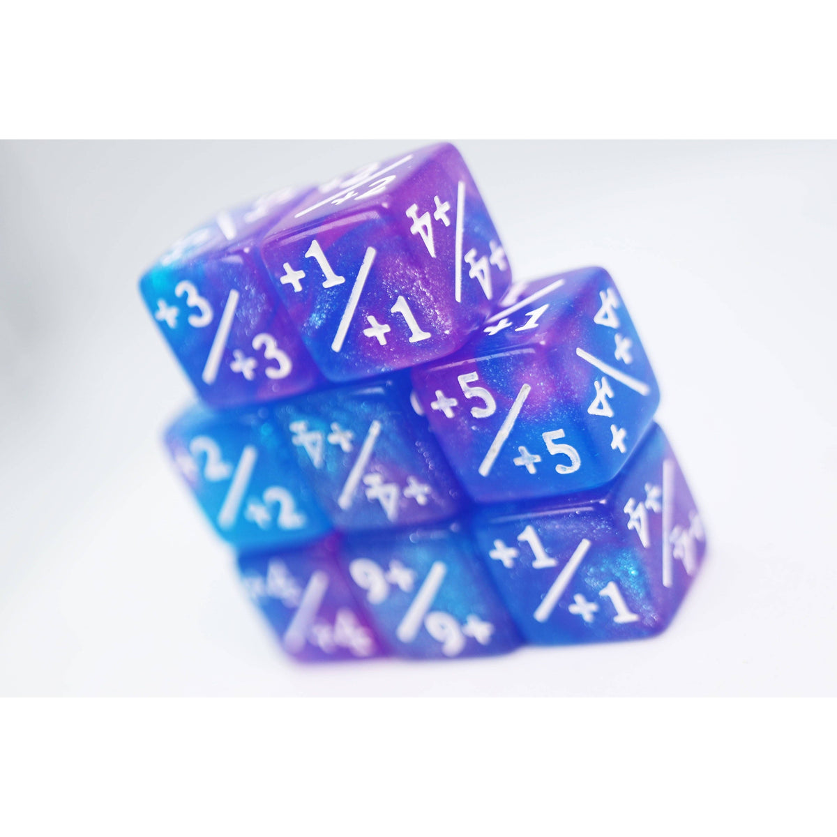 +1/+1 Blue & Purple Glitter Counters for Magic - set of 8