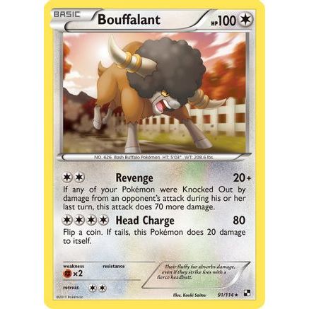 Bouffalant (91) 91/114 - Black and White Reverse Holofoil